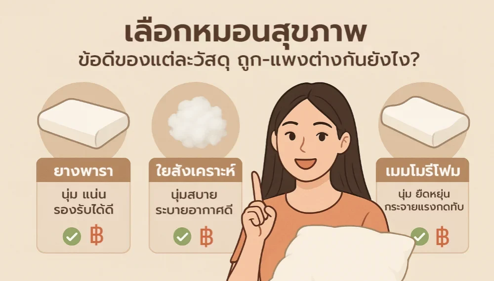 เลือกหมอนสุขภาพ ข้อดีของแต่ละวัสดุ